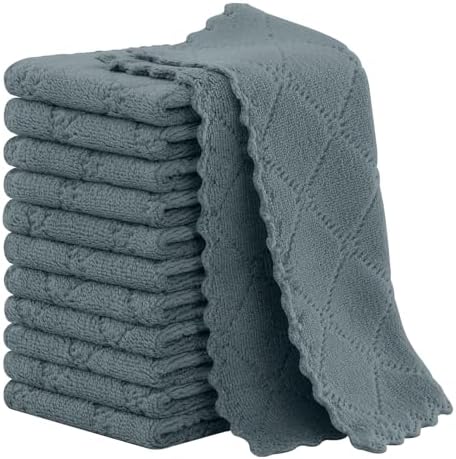 Homaxy Super Soft 12 Pack Coral Velvet Dish Cloths, 7" x 9", Dark Grey by Homaxy