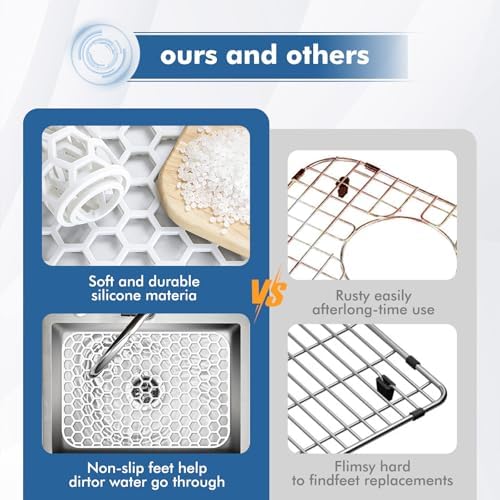 Bestjing Silicone Sink Protectors for Kitchen Sink - 18.3"x12.5" White - Image 4