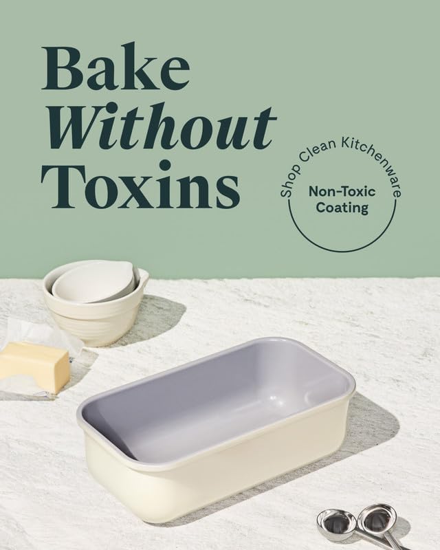 Caraway Non-Stick Ceramic-Coated 1 lb Loaf Pan | Naturally Slick Ceramic Coating, Non-Toxic, PTFE and PFOA Free, Perfect for Pound Cakes, Breads, and More, Cream - Image 2