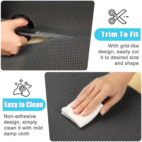 Songrey Non-Slip Shelf Cabinet and Drawer Liner, 20IN x 20FT, Black - Image 5