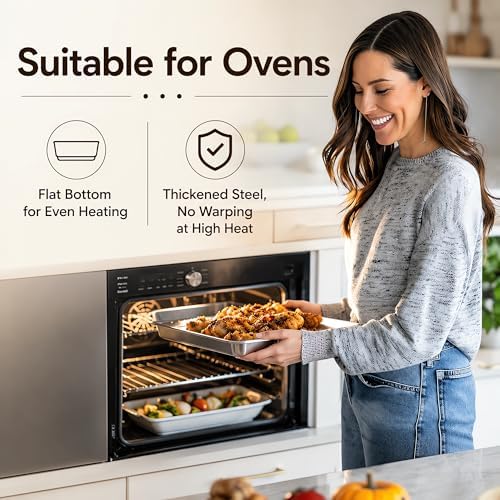 17.5" Half Sheet Baking Pan & Crisping Tray, 18/8 Stainless Steel - Image 3