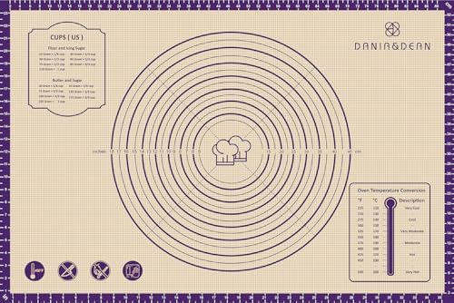 DANIA & DEAN 36"x24" Extra Thick Silicone Baking Mat for Pastry and Bread | Non-Slip & Non-Stick Mat with Measurements, for Pizza, Pie Crust, Dough Rolling, Pasta & Sourdough, Reusable Counter Sheet by DANIADEAN