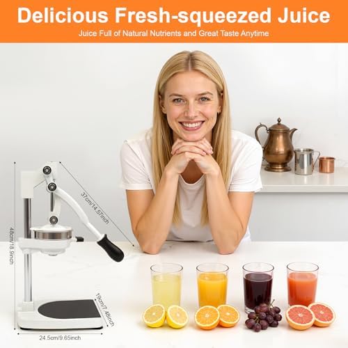 Cast Iron Juicer, Manual Juicer Hand Press Heavy Duty with Stable Base, Commercial Citrus Press for Orange Lemon Lime Grapefruit Pomegranate, Easy to Clean(Filter Bags & Cup) - Image 5