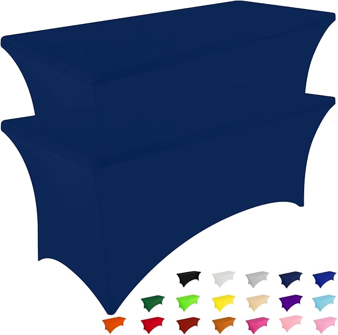 Smiry 2 Pack Spandex Table Cloth 4FT, Elastic Fitted Navy Tablecloth by Smiry
