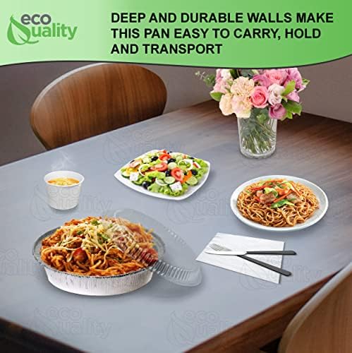 EcoQuality 7" Round Aluminum Foil Pans with Clear Lids - Disposable Containers with Foldable Walls for Pie Baking, Cooking, Serving, Reheating, and Storing - Freezer and Oven Safe Tart Pan 100 Pack - Image 6