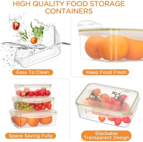 AiQInu Food Storage Containers with Lid, 7 Pieces, BPA-Free PP (3.8 L + 2.5 L + 1.5 L + 1 L + 0.5 L + 0.24 L + 0.12 L) Plastic Storage Jars Set for Fridge and Microwave, Kitchen Storage Box, Plastic - Image 4
