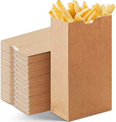 Culinware Brown Paper Bags Wax Lined 3 Lb – Grease Resistant Paper Bags for Sandwiches, Fries, Popcorn, Donuts and Creamy, Greasy Food – Ecofriendly Bulk Food Bags – 4.75x 3.88 x 8.81 In - 250 Count by CulinWare