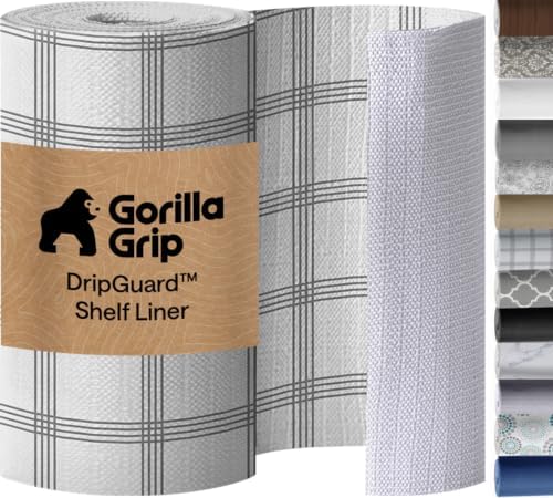 GORILLA GRIP Shelf Liner, Kitchen Drawer Protector, 17.5x240 Gray Stripe by Unknown