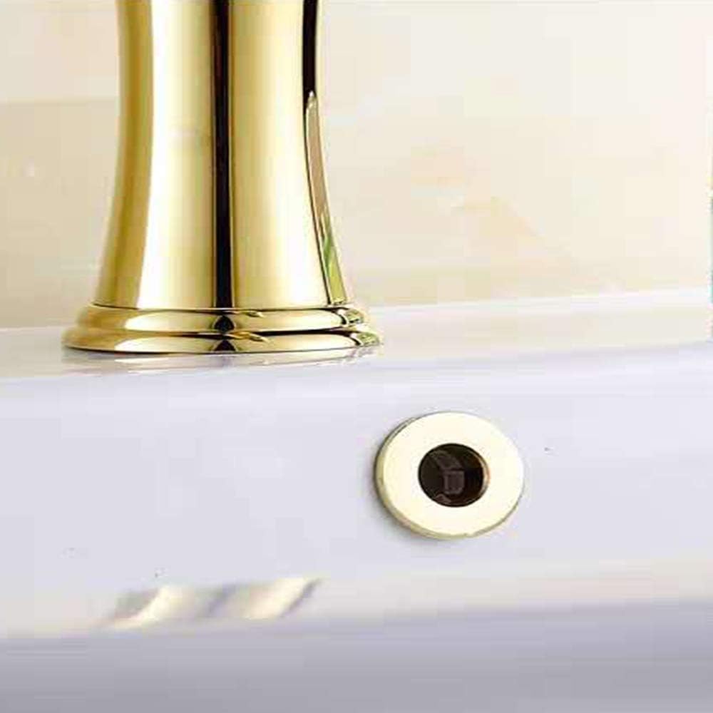 Sink Basin Trim Overflow Cover Brass Insert in Hole Round Caps Gold