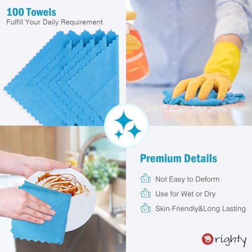 Orighty Microfiber Cleaning Cloth Bulk, 100 Pack, 11.5x11.5 inch, Blue - Image 5