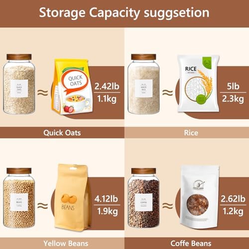 KEYWING 88oz Glass Jars w/Acacia Lids for Flour & Sugar Storage Containers - Image 5
