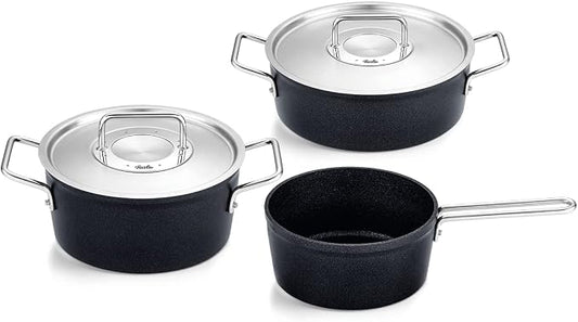 Fissler 156-114-03-000 Pot Set, Coating Pot, Adamant, 3-Piece Set, A, Stew Pot, 7.9 inches (20 cm), Casserole, 9.4 inches (24 cm), Saucepan, 7.1 inches (18 cm), Stainless Steel Lid, Gas Fire/Induction by Fissler