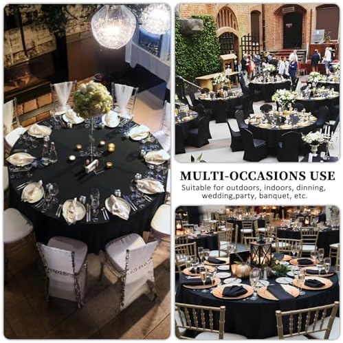 8 Packs 90 Inch Black Round Tablecloths - Image 6