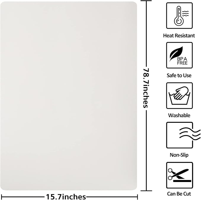 Silicone Mats for Kitchen Counter, Nonslip Silicone Mats for Crafts Countertop Protector Heat Resistant Mat (78.7” x 15.7”, Beige) - Image 2
