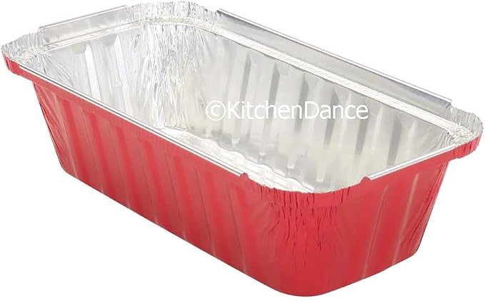 KitchenDance Disposable Aluminum Closable Loaf Pans with Lids - 2 Pounds Aluminum Foil Pans for Cakes, Cobblers - Baking Pans Perfect for Baking, Storing, Preparing Food - 1850 (Red, 125) - Image 4