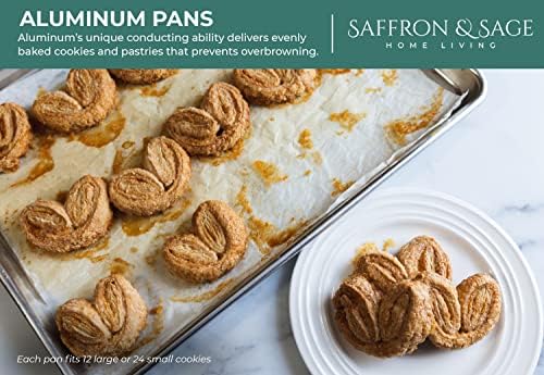 Commerical Quality Cookie Sheet Pan - 4 Pack Aluminum Half Sheet Baking Pan by Saffron & Sage Home Living - This 18x13 Baking Sheet Set is Rust & Warp Resistant, Heavy Duty, of Thick Gauge - Image 7