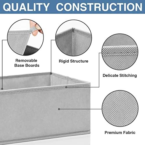 Criusia Drawer Organizer Clothes 12 Pack, Dresser Organizer for Nursery Bedroom Closet Organization and Storage - Baby Clothes Organizer Bins - Drawer Divider for Sock Underwear Bra Ties (Grey) - Image 5
