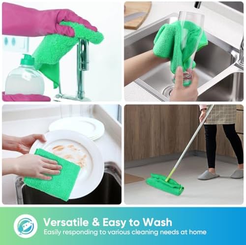 HOMEXCEL Green Microfiber Cleaning Cloth, Microfiber Towels for Car, 12 PK - Image 5