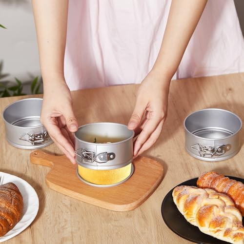 Sunnyray 8 Pcs 4 Inch Springform Pans Mini Cheesecake, Silver | Removable Bottom Leakproof, Ideal for Cheesecakes Pizza Quiche Tarts, Nonstick Spring Form Baking Easy Release Round Molds - Image 5