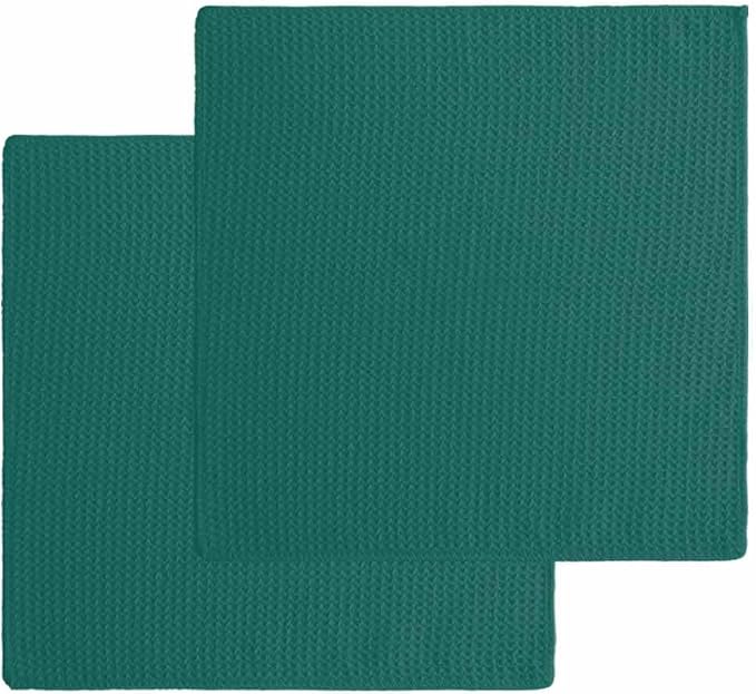 Green Dish Towels Set, Waffle Weave Kitchen Towels Microfiber Towels Cleaning, Luxurious Solid Pure Modern Minimalist Abstract Art Soft Absorbent Dish Drying Towels Hand Towels 2 Pack 12x12 Inch by Unknown
