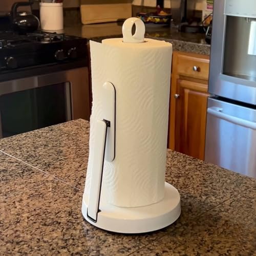 theaoo Heavy-Duty Paper Towel Holder with Tension Arm, Countertop(1, White) - Image 5