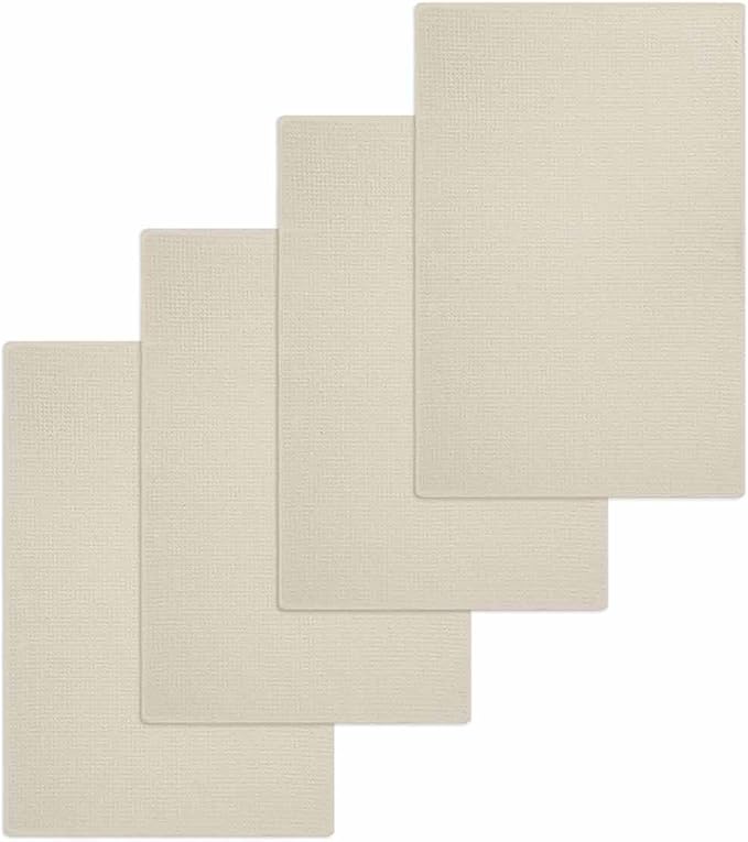Ivory White Dish Towels Set,Waffle Weave Kitchen Towels Microfiber Towels Cleaning, Solid Color Pure Contemporary Minimalist Aesthetics Decor Absorbent Dish Drying Towels Hand Towels 4-Pc 15.7x23.6In by Unknown