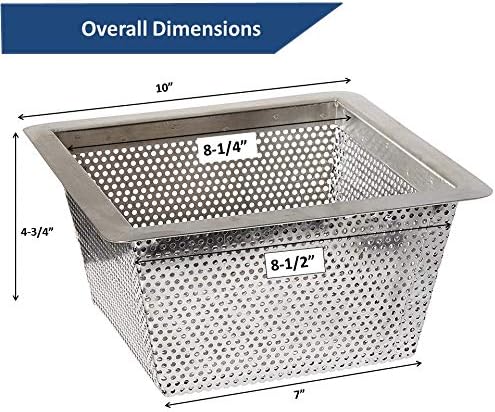 GSW Stainless Steel Floor Sink Drain Strainer 10”W x 10”L x 5”H - Perfect for Restaurant, Bar, Buffet (5"H SS x 4) - Image 4
