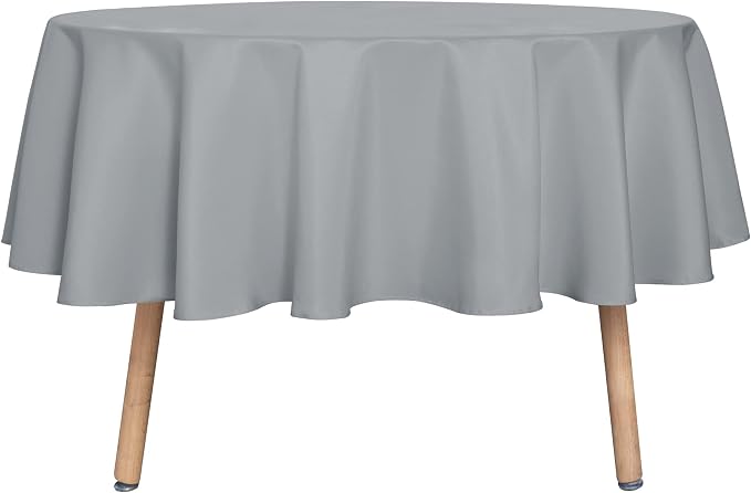 sancua Round Tablecloth 70 Inch Fits 20-58 Inch Tables, Silver Grey by sancua
