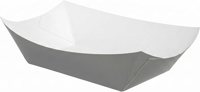 Restaurantware-Bio Tek 1 Pound Food Trays, 200 Disposable Paper Food Trays - Heavy-Duty, Greaseproof, Gray Paper Food Boats, For Snacks, Appetizers, Or Treats, Use At Parties Or Carnivals - Image 2