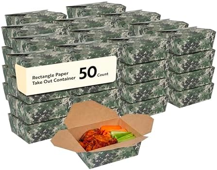 Restaurantware 45 oz Paper Rectangle 8 Bio Box Take Out Container, 50 Ct by Restaurantware
