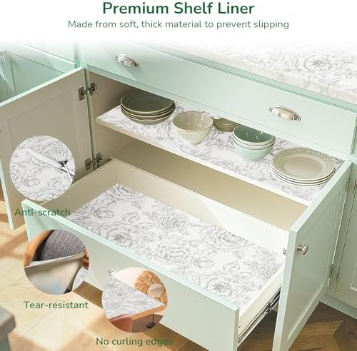 Floral Non-Slip Drawer and Shelf Liner for Kitchen 17.5In x 20FT - Image 6
