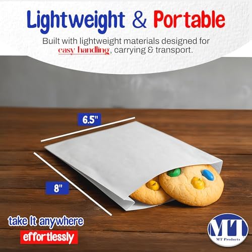 MT Products White Cookie Bags 6.5" x 8" - Disposable Grease Resistant Bakery Paper Bags - Pack of 1000 - Image 2