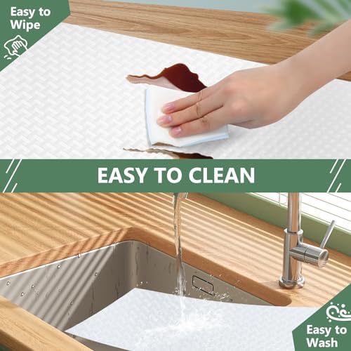 Shelf Liners, Non-Adhesive Drawer Liner, Waterproof & Oil-Proof Kitchen Cabinet Cupboard Liner Plastic EVA Material BPA Free Fridge Liner Mats Paper Protector for Shelves (White/24in x 240in) - Image 5