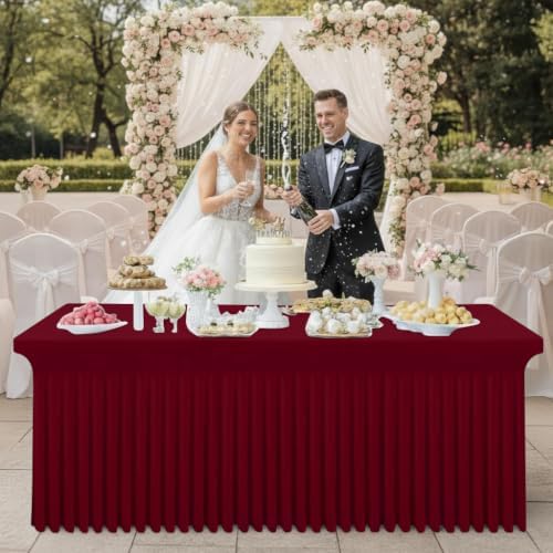 Smiry 2 Pack Spandex Elastic Fitted Table Cloth Skirt for 4FT Table - Image 6