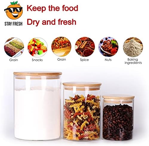 Tzerotone Glass Flour and Sugar Containers, Set of 3 Large Glass Flour Canister with Airtight Lids, Pantry Storage Containers for Suger, Rice, Salt (100 OZ/54 OZ/27 OZ) - Image 4