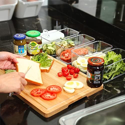 Felli Flip Tite Food Storage Container with Lid 4” RECTANGLE Airtight Ring Flip Lock Top, Stackable Acrylic Canister Set for Kitchen Fridge Pantry Organizer, Veggie Fruit Tea Bag Snack (1.1 qt) - Image 5