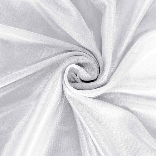 Efavormart White Satin Double Drape Table Skirt for Kitchen Dining Catering Wedding Birthday Party Decorations Events 21ft - Image 6