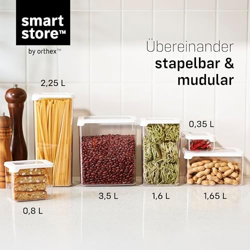 SmartStore Clear Airtight Dry Food Containers with Lids | 2.25L Set of 4 | Organiser for pasta, spaghetti | BPA Free | Dishwasher Safe | Stacking Kitchen Storage | 12.5x9x28cm - Image 5