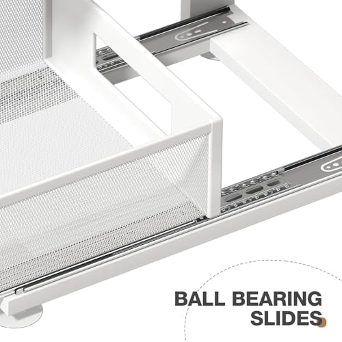 2 Pack Under Sink Organizer With Next-Gen Ball-Bearing Slides,2-Tier Pull Out Cabinet Storage,Height Adjustable Drawer Shelf for Bathroom,Kitchen,Laundry,Cabinet,Pantry(Patent Pending) - Image 3