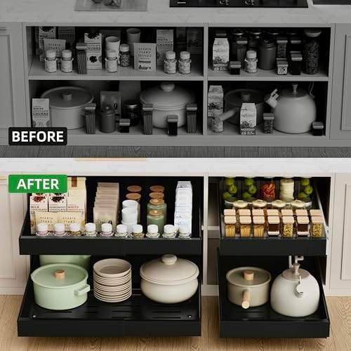PAKETA 4 Pack Expandable Pull Out Cabinet Organizer,21" Deep - Image 3