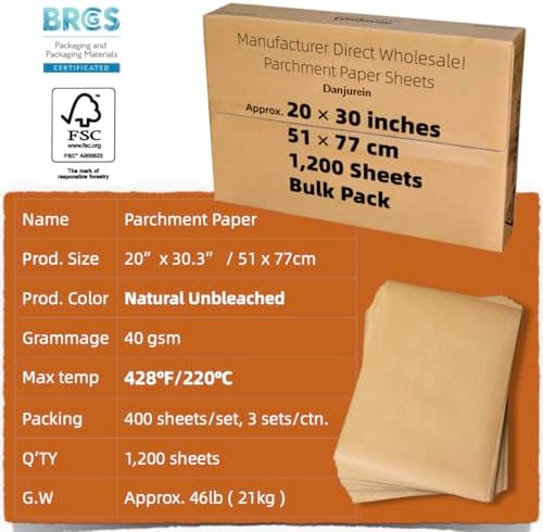 20x30" 1200 Bulk Sheets Unbleached Heavy-Duty Extra Large Parchment Paper | Food grade non-stick & greaseproof, oven safe for baking trays, pizza stones, bakery, catering & food service use - Image 2