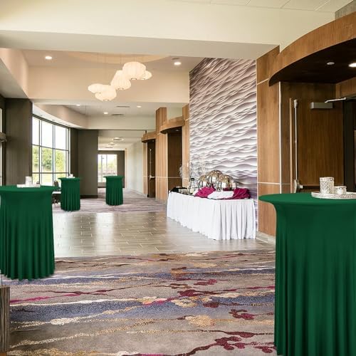 8 Packs Dark Green Round Cocktail Table Skirt 32"x 43" - Image 5
