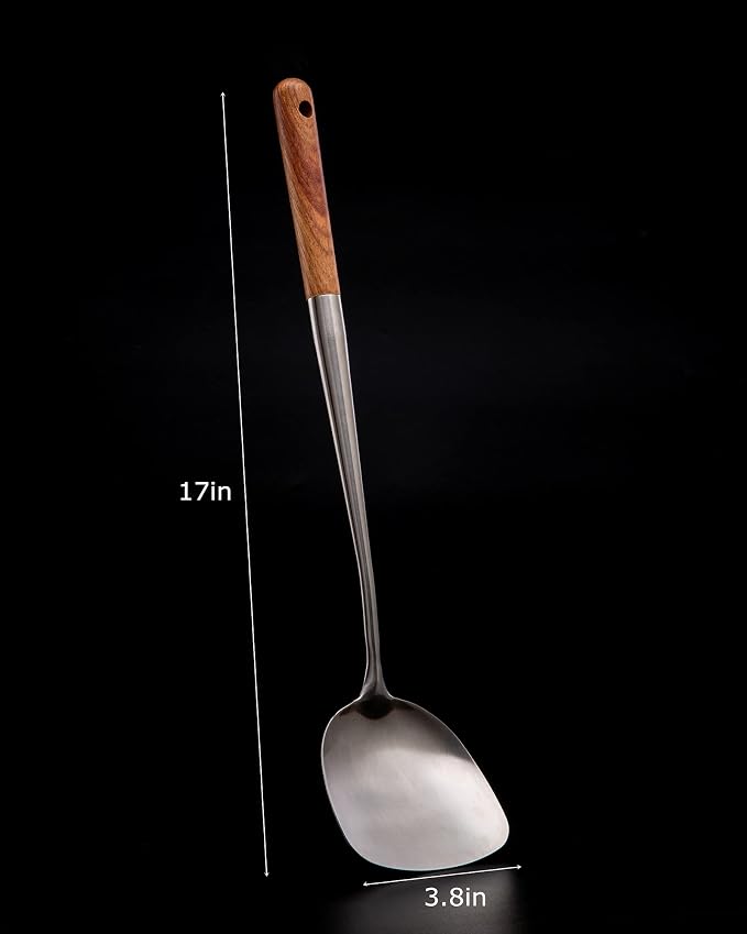 FJNATINH Wok Spatula - 17 Inch Stainless Steel Wok Turner for Cast Iron Skillet - Image 2