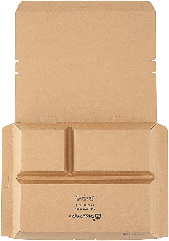 Restaurantware-Bio Tek 50.7 Ounce To Go Boxes, 100 Disposable Bento Boxes - 3 Compartments, Tab Lock Closure, Kraft Paper Take Out Box, Serve Hot and Cold Foods, For Restaurants or Parties - Image 11