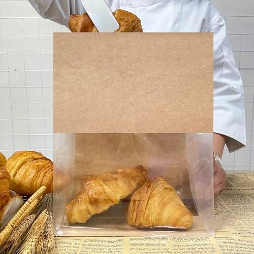 BIUBIU 25ct 8.7×4.3×11inch Thicker Large Bread Bags for Homemade with Window, Twist Tie & Sticker Label - Ideal for Sourdough Bread, Loaf, Bakery, Pastry & Baked Goods, Brown Paper & Flat Bottom - Image 4
