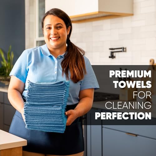 Microfiber Wholesale 16" x 24" Pro Multi Surface Microfiber Towels | 6 Pack (Blue) - Image 3