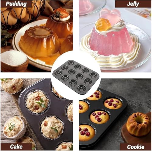 Nonstick Mini Bundt Cake Pans, 12-Cavity Carbon Steel Baking Mold for Muffins, Brownies, and Mini Cakes, Send Goods from Local Warehouse (4 Pack) - Image 3