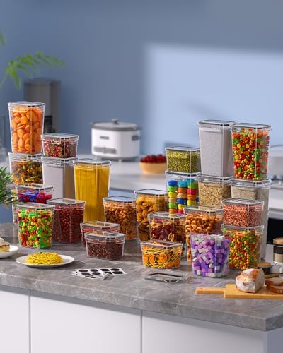 KEMETHY 36 PCS Airtight Food Storage Containers with Lids, Kitchen Pantry Organization and Storage, BPA-Free Plastic Scale Food Canisters for Cereal, Flour, Sugar, Dry Food, Include Labels & Marker - Image 7