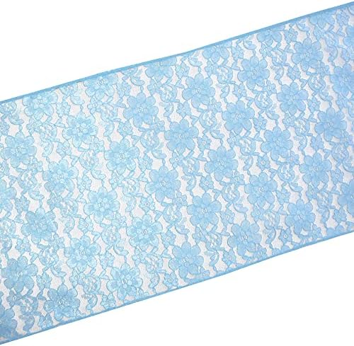 Zen Creative Designs 10 Pack Floral Lace Table Runner Sheer Lace Event Party Wedding Table Decor (12" by 60", Baby Blue) - Image 2