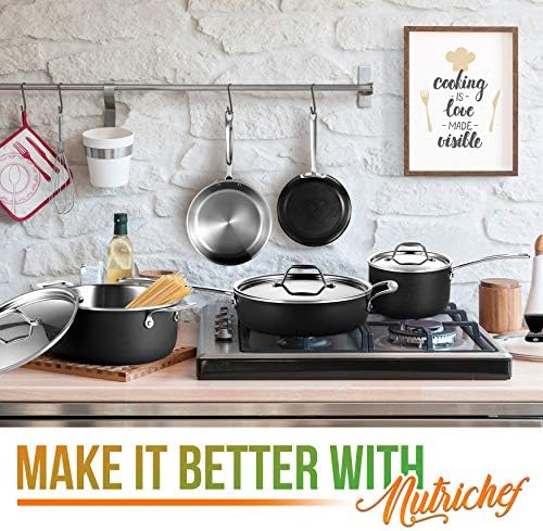 8-Piece Cookware Set Stainless Steel - 4-Ply Kitchenware Pots & Pans Set Stylish Kitchen Cookware w/Cast Stainless Steel Handle - Saucepan, Saute Pan, Casserole, Frying Pan, Lids - NutriChef NCCWHA.5 - Image 7